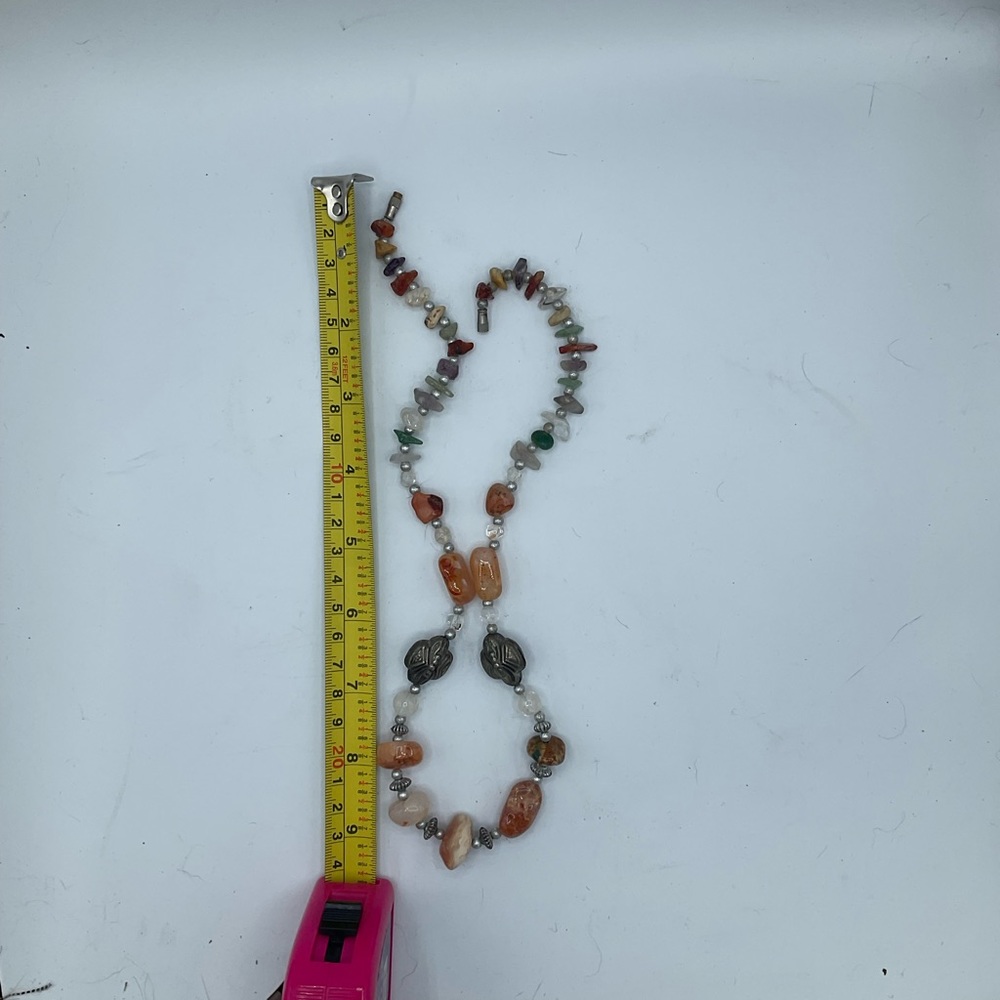 “NATURAL GEMSTONE VINTAGE NECKLACE”. With Unique Silver Bead Detail. - Picture 14 of 14